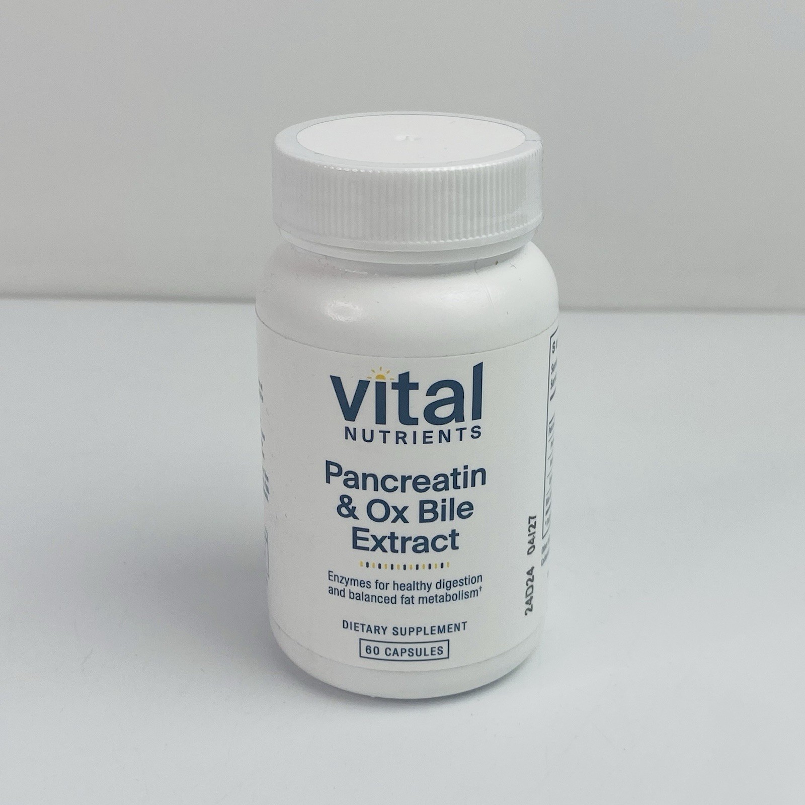 Vital Nutrients • Pancreatin & Ox Bile Extract 60 Capsules NEW SEALED EXP 4/2027