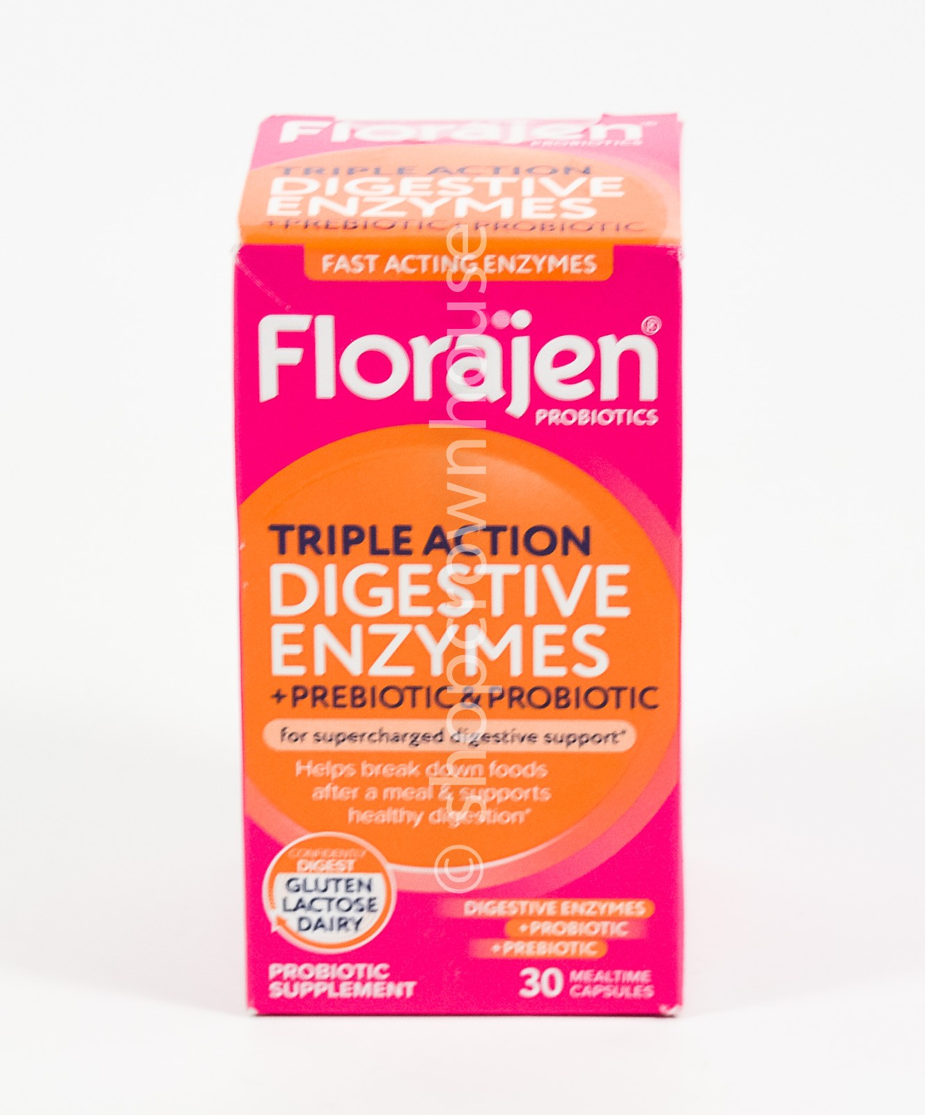 Florajen Triple Action DIGESTIVE ENZYMES +Prebiotic Probiotic 30 capsule 01/2027