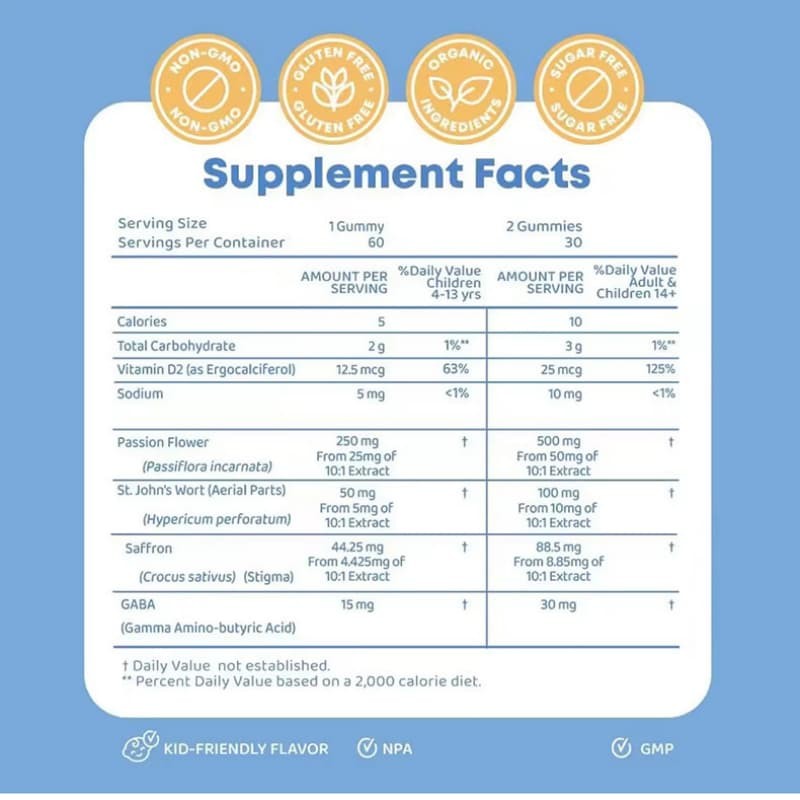 Saffron Gummies – Mood Balance Dietary Supplement Kids for 60pcs & Focus