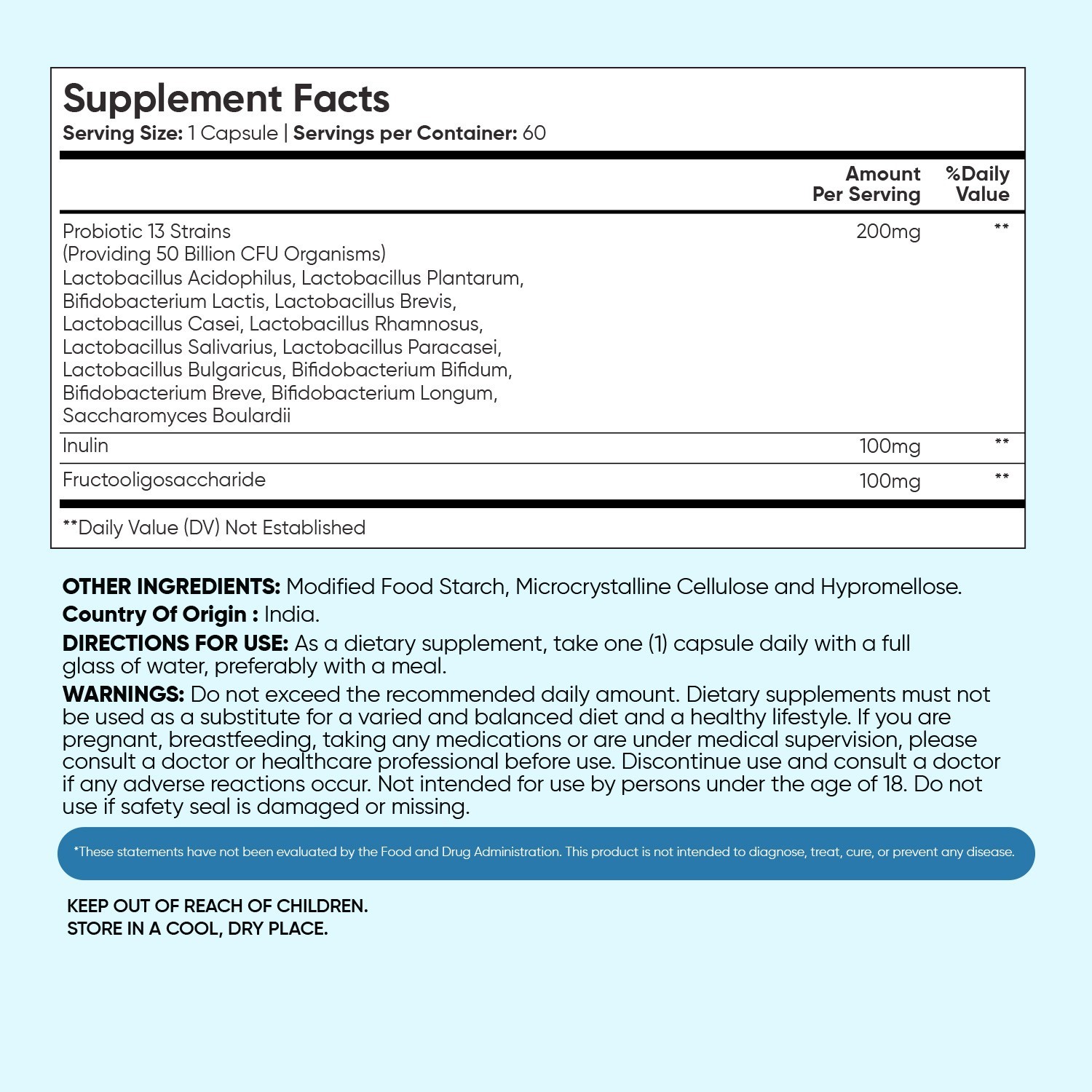 WeightWorld Prebiotics & Probiotics 50 Billion CFU 60 Capsules – Gut Support