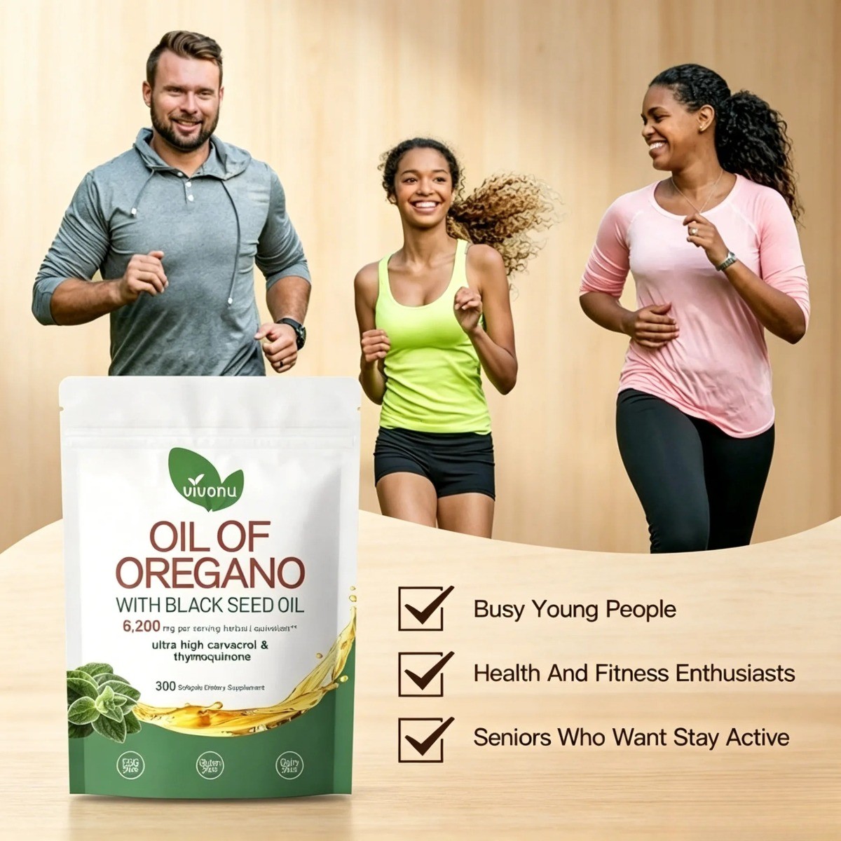 VivoNu Oil of Oregano & Black Seed Oil–Organic Softgels,Carvacrol & Thymoquinone