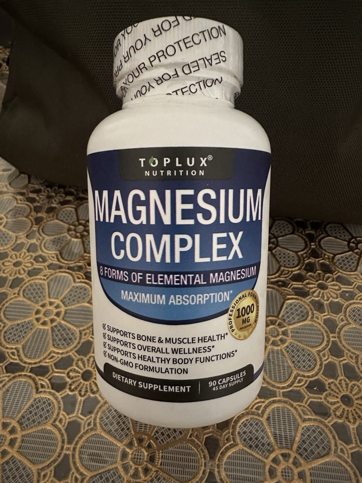 Toplux Nutrition Magnesium Complex 1000mg 90 Capsules Non-GMO Bone & Muscle