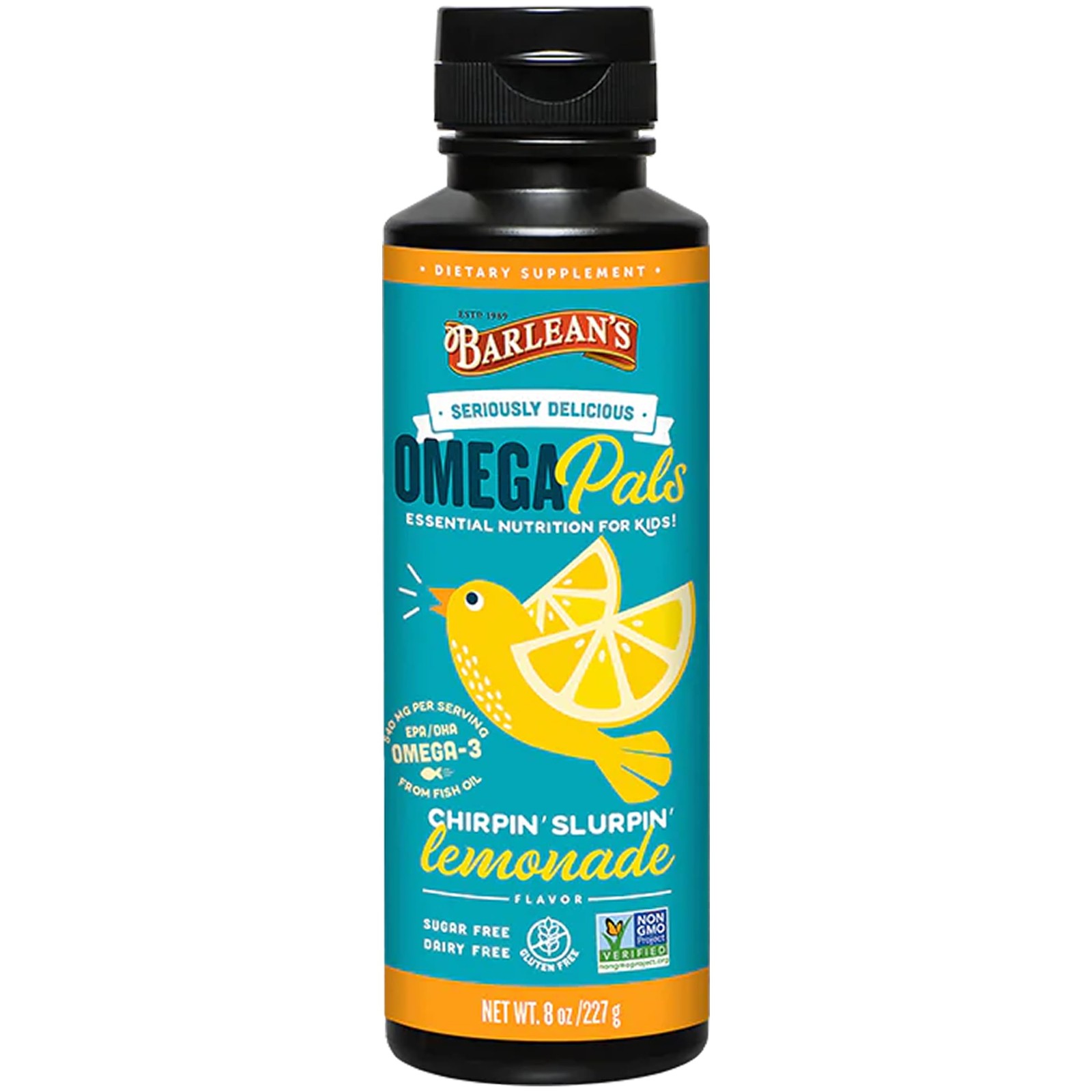 Barlean’s Omega Pals Chirpin’ Slurpin’ Lemonade Flavored 8 Ounce (Pack of 1)