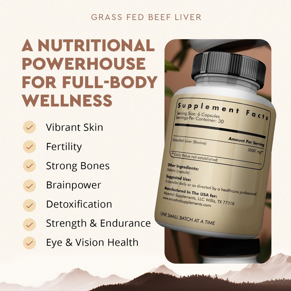 Ancestral Supplement Grass fed Beef Liver 180 180 servings (1 pack)-