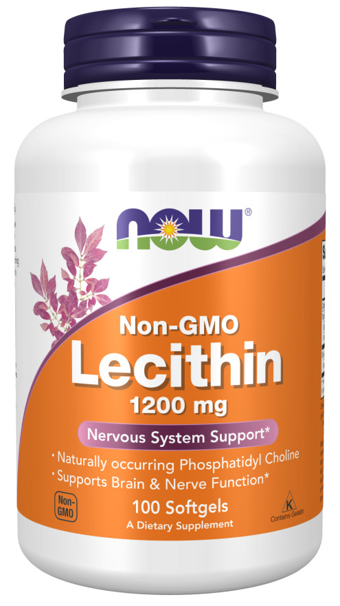 NOW Foods Lecithin 1200 mg 100 Softgels Non-GMO 04/2028EXP Brain Nerve support