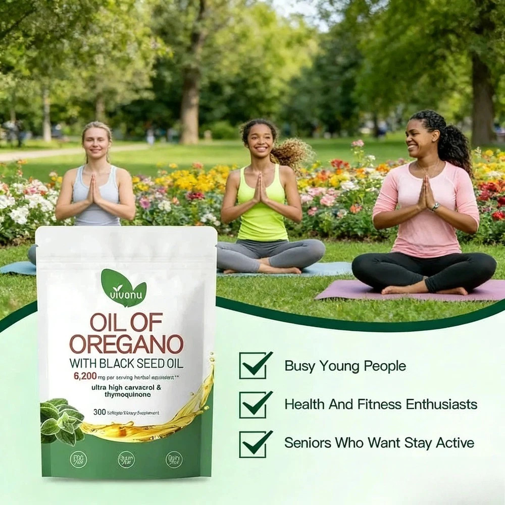 VivoNu 6200mg Oil of Oregano Capsules | 2-in-1 with Black Seed Oil