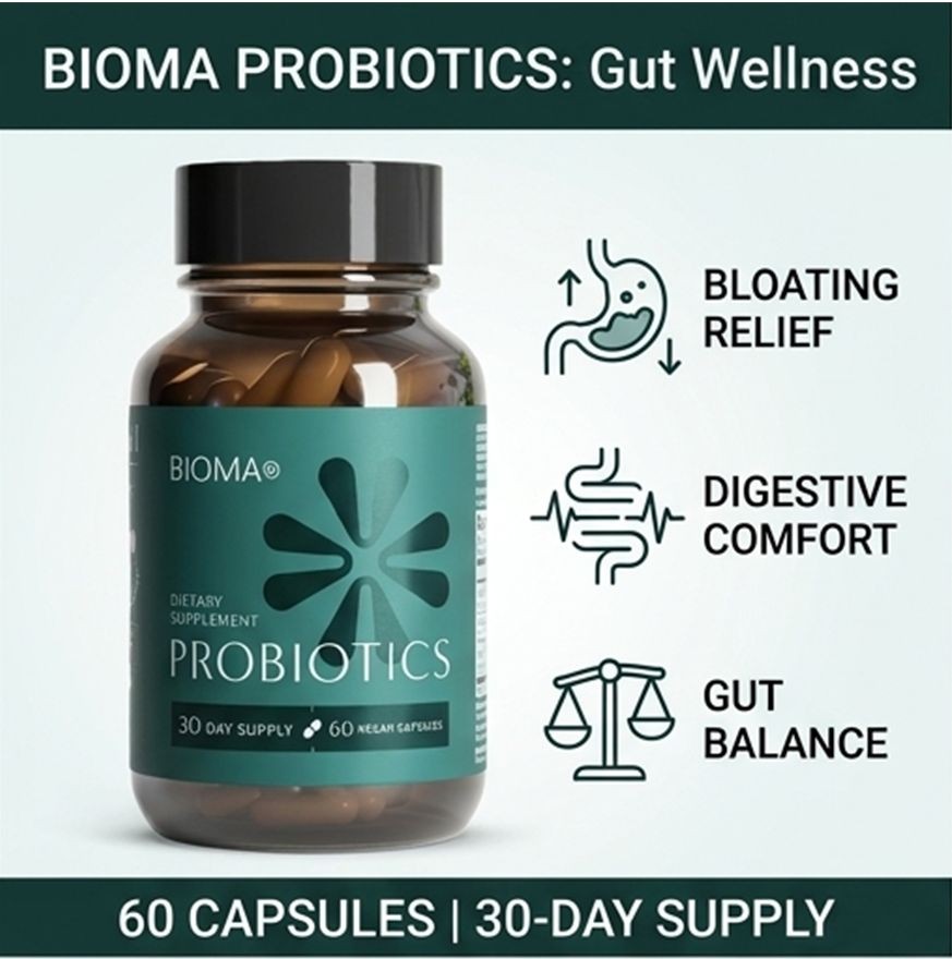 Bioma Daily Probiotics Vegan Capsules – 2 Pack – Digestive Health Support Aid