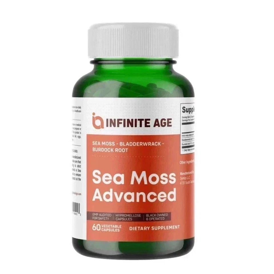 INFINITE AGE 1250mg Sea Moss Advanced Superfood, High-Potency, Vegan – 60 Count