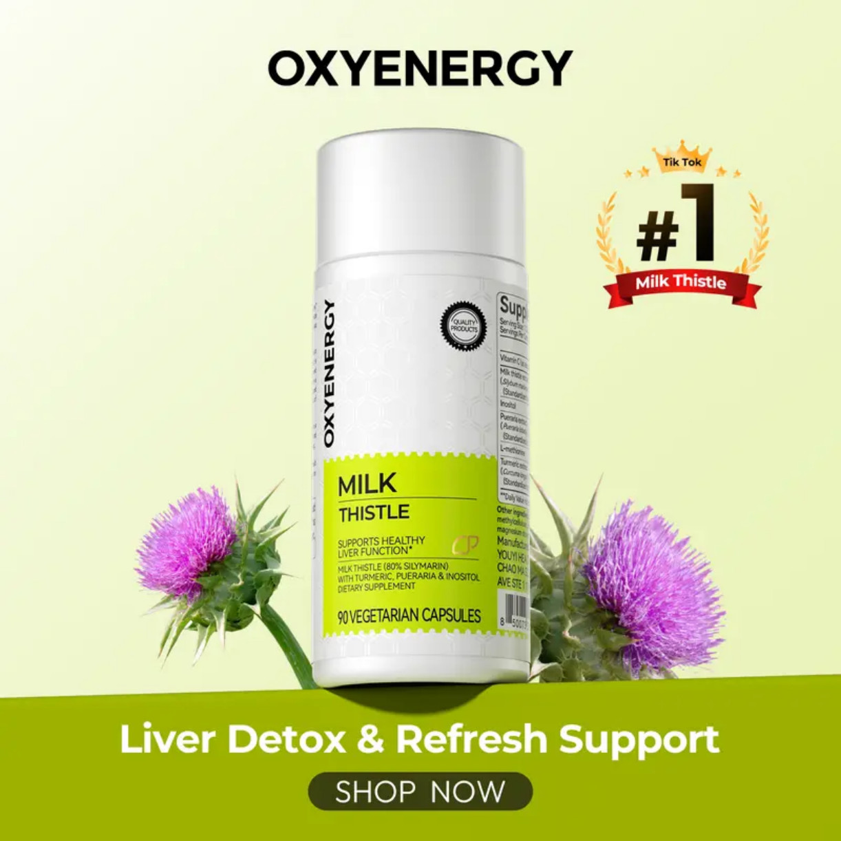 Oxyenergy Milk Thistle Liver Detox & Colon Cleanse –Liver Health Support Formula