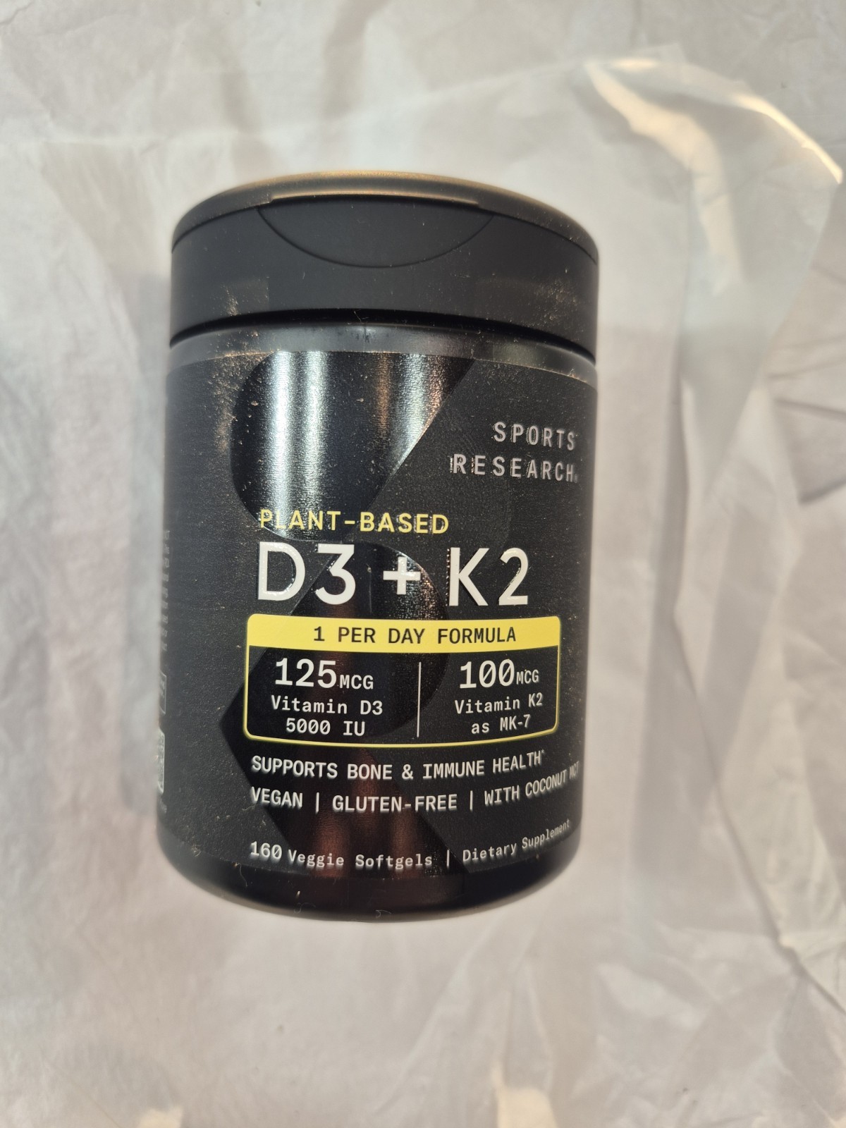Sports Research D3 + K2 5000 IU 160 Softgels Vegan MK-7 Plant Based New Sealed