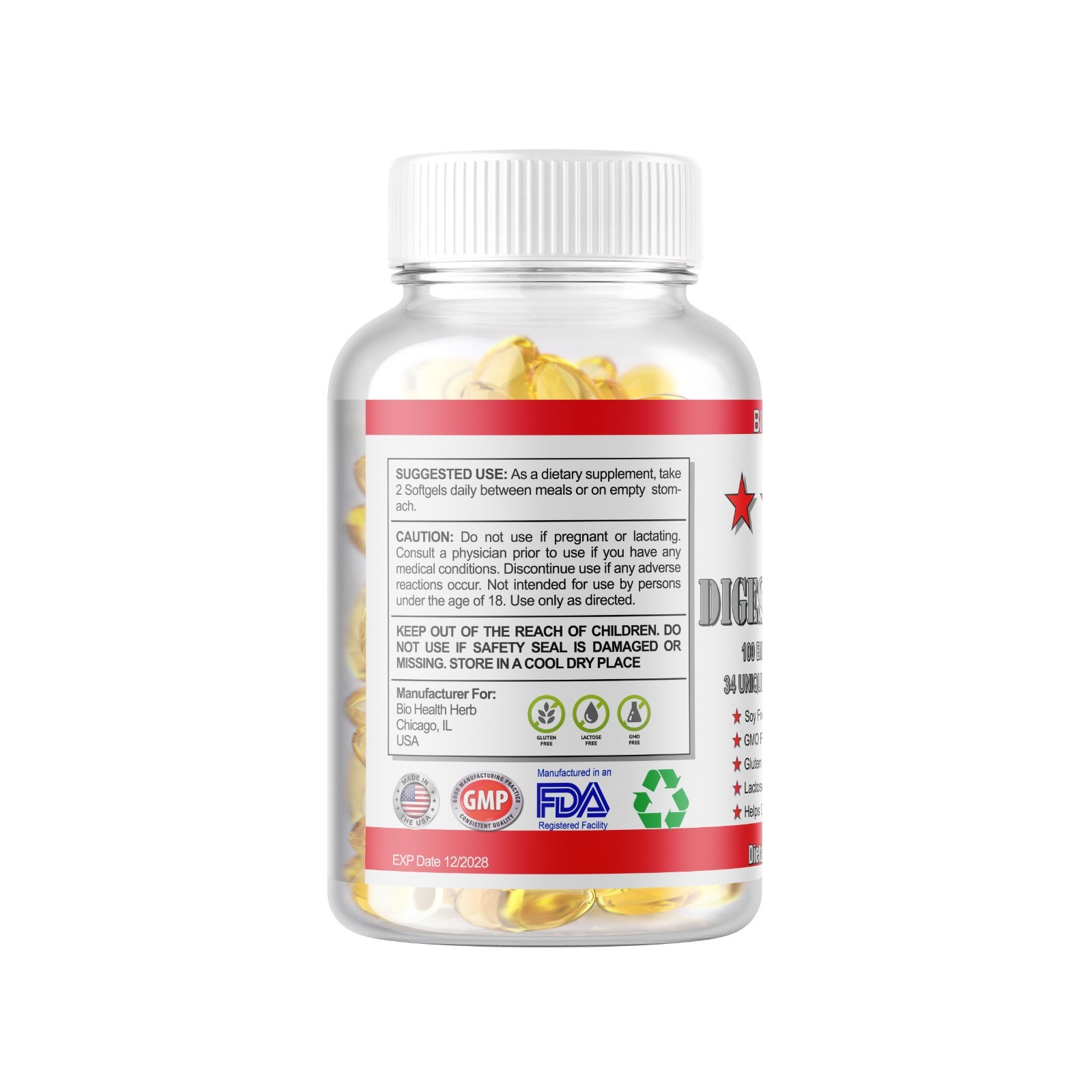 3 x Digestive Enzymes Prebiotic & Probiotics Gas, Constipation & Bloating Relief