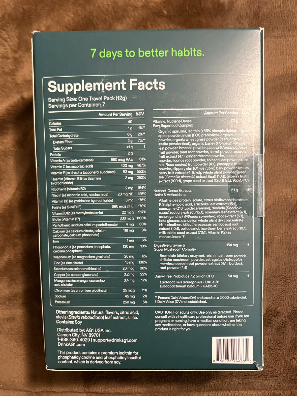 AG1 Athletic Greens Daily Foundational Nutrition Starter Kit EXP 07/2026