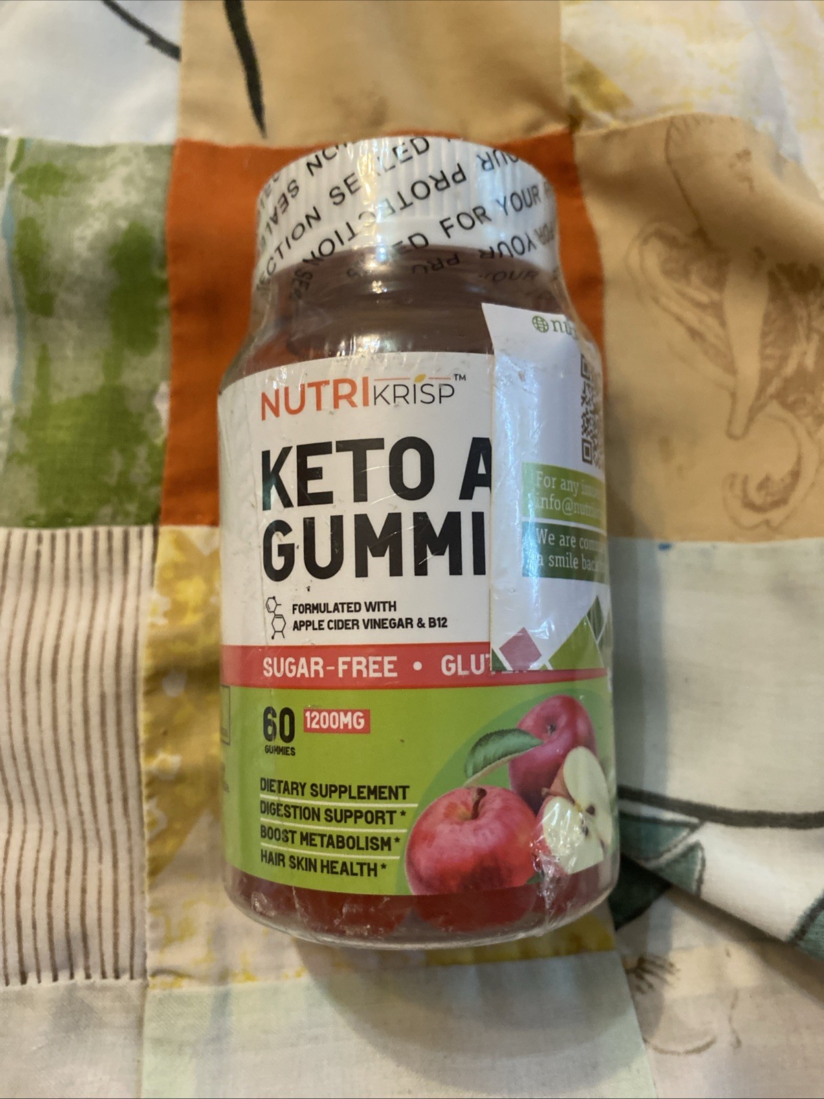 Nutrikrisp Keto ACV Gummies, 1200 mg, 60 Count, Sugar-free, Gluten-free