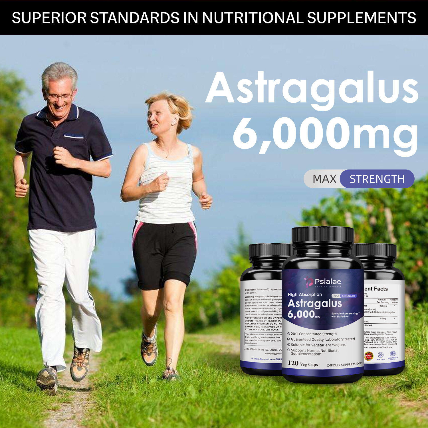 Astragalus Capsules 6000mg – Bioperine, Enhance Energy & Endurance Immune System