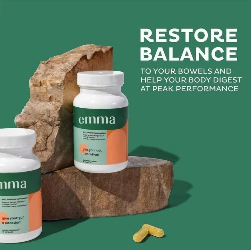 Emma Gut Health Supplement 60 Capsules for Bloating Relief & Leaky Gut