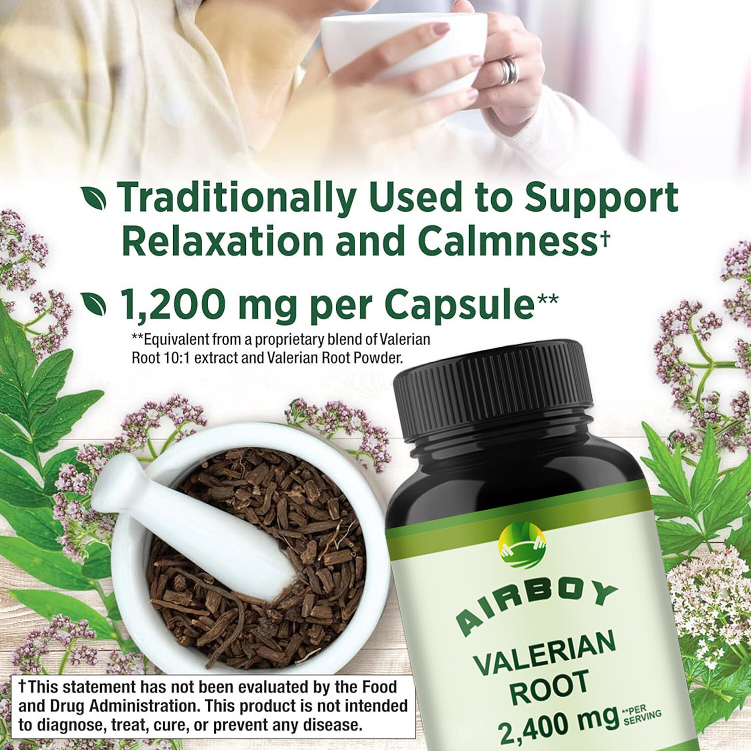 120pcs Valerian Root 2400mg-Natural Relax Sleep, Promotes Healthy Sleep Patterns