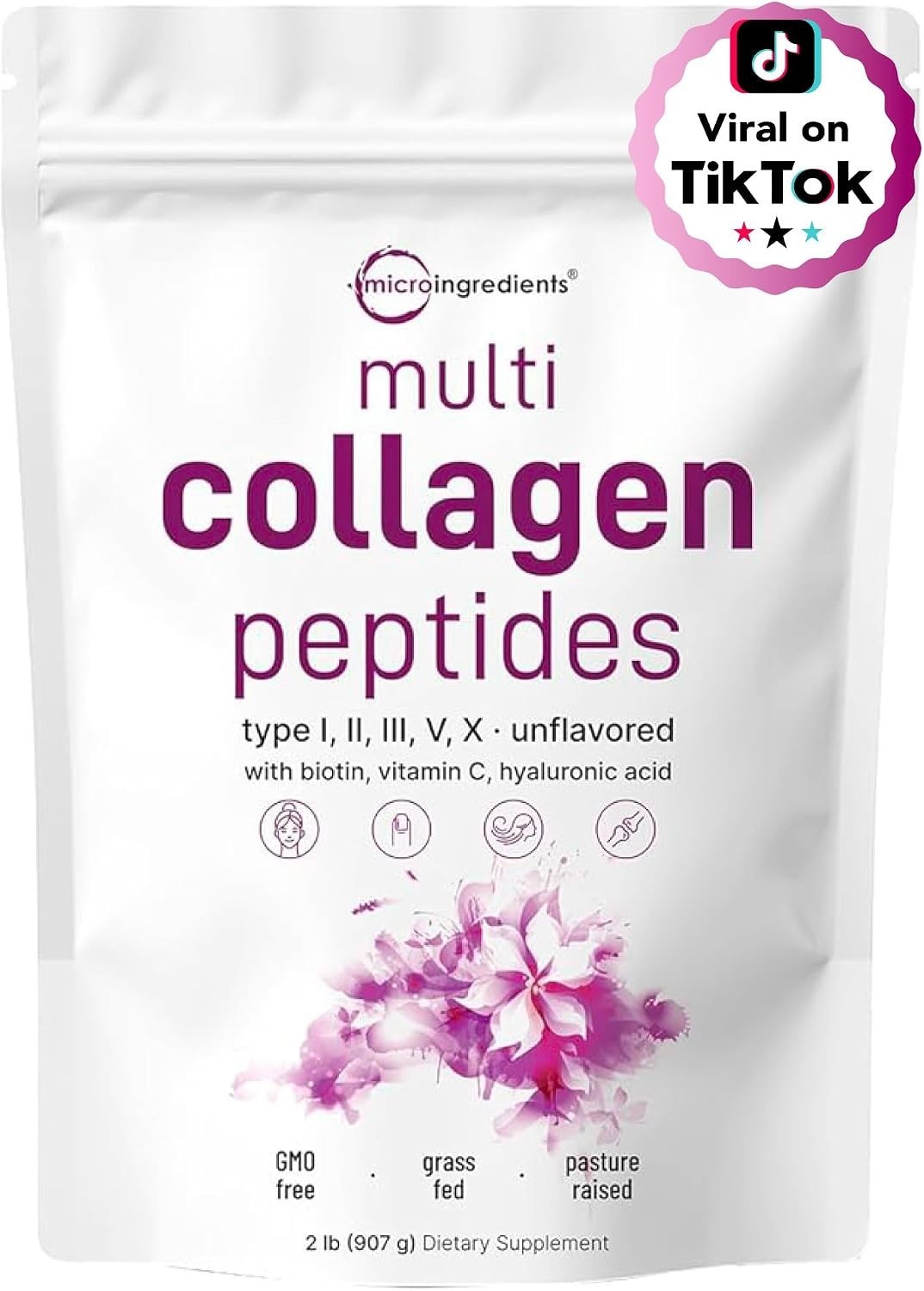 Micro Ingredients Multi Collagen Peptides Powder, 2lb