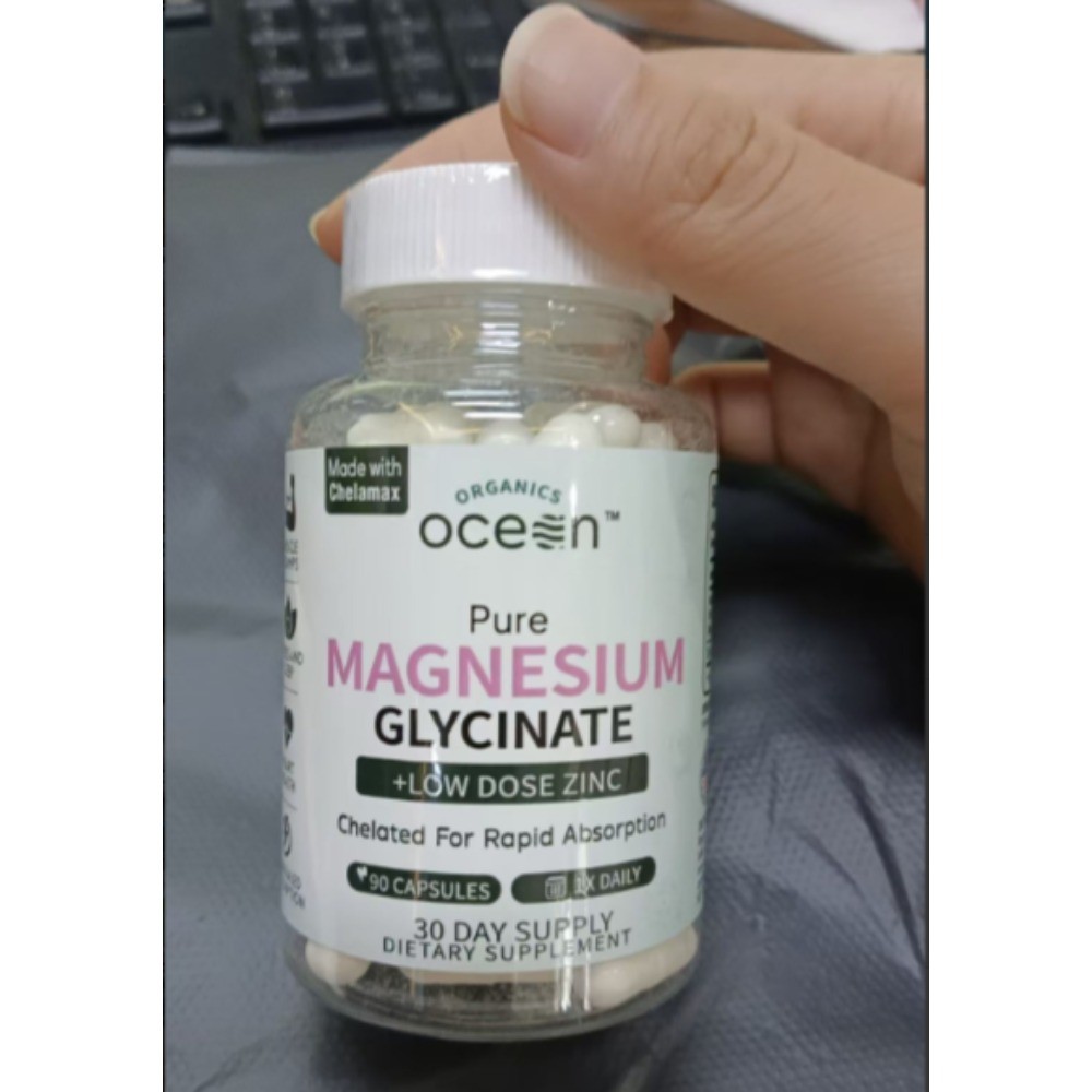 3 Pack Organic Ocean Pure Magnesium Glycinate with Zinc, 90 Capsules