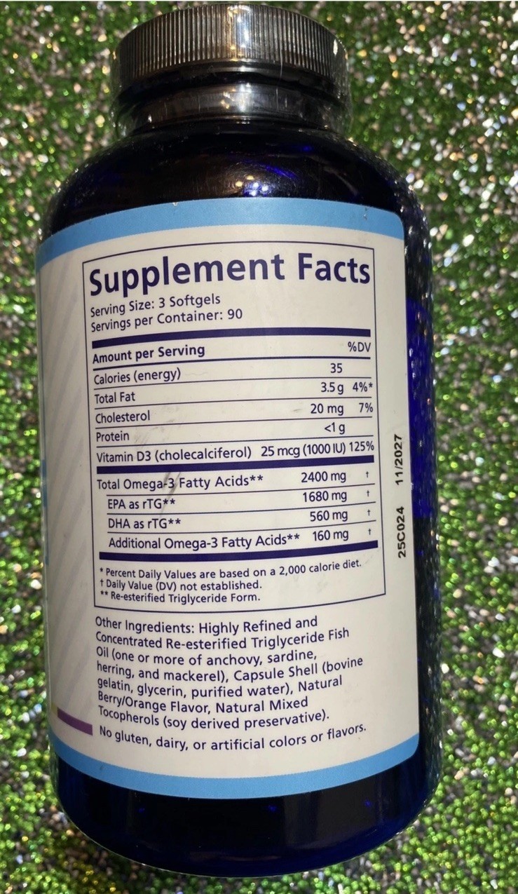 270 Softg PRN De3 Dry Eye Omega 3 Fish Oil &Support for Eye Dryness 2240mg EPA&D