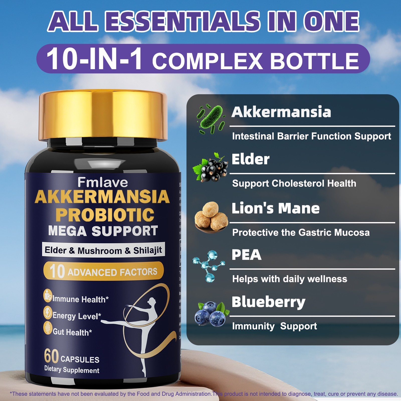 Akkermansia Muciniphila Probiotic for Gut Health Weight Loss 60/120/240 Capsules