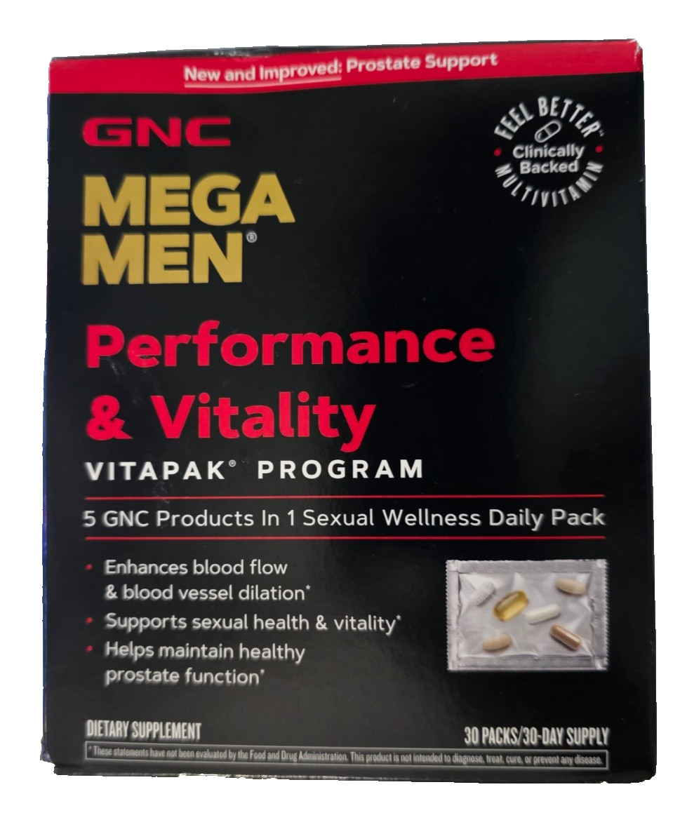 GNC Mega Men Performance Vitality Vitamins 22 Vitapacks Expires 01/2028