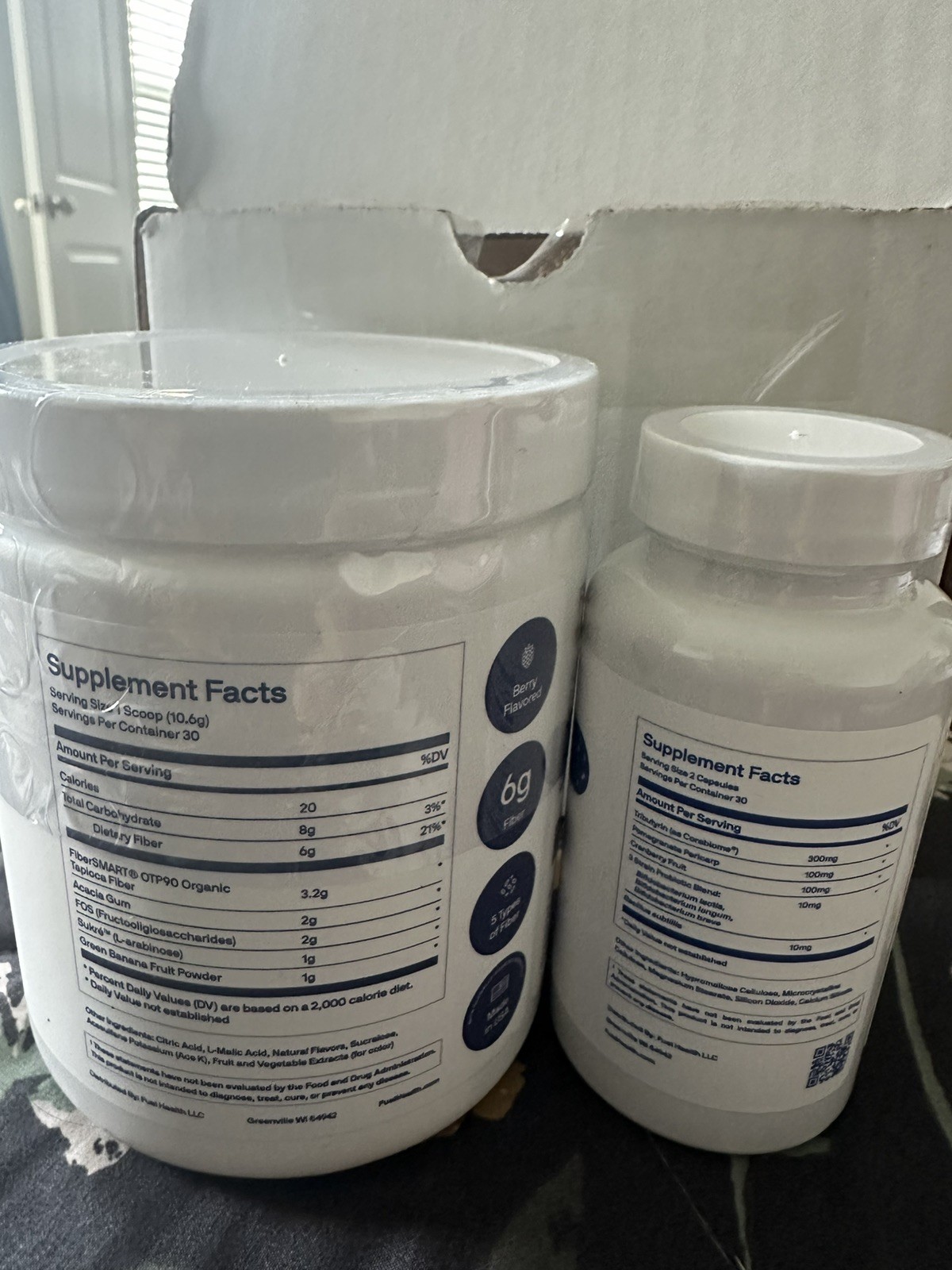 gut health fiber powder & Tribiotic capsules
