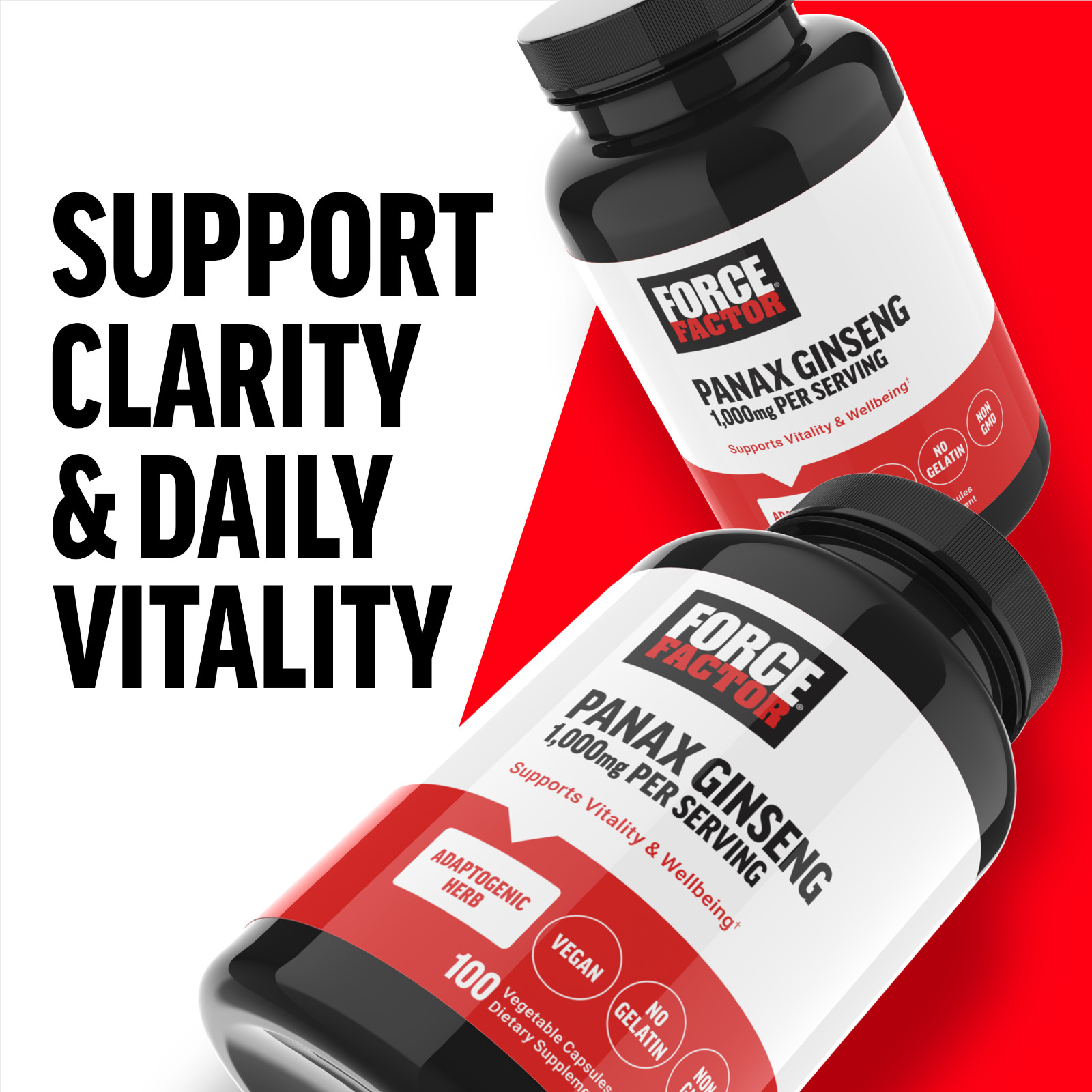 Force Factor, Panax Ginseng, 1,000 mg, 100 Vegetable Capsules