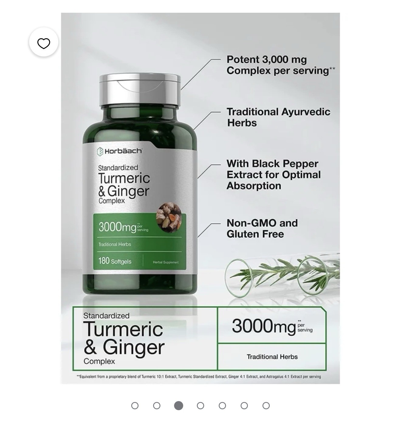 Turmeric & Ginger Complex 3000mg Supplement for Men and Women 180 Softgel 1 Pack