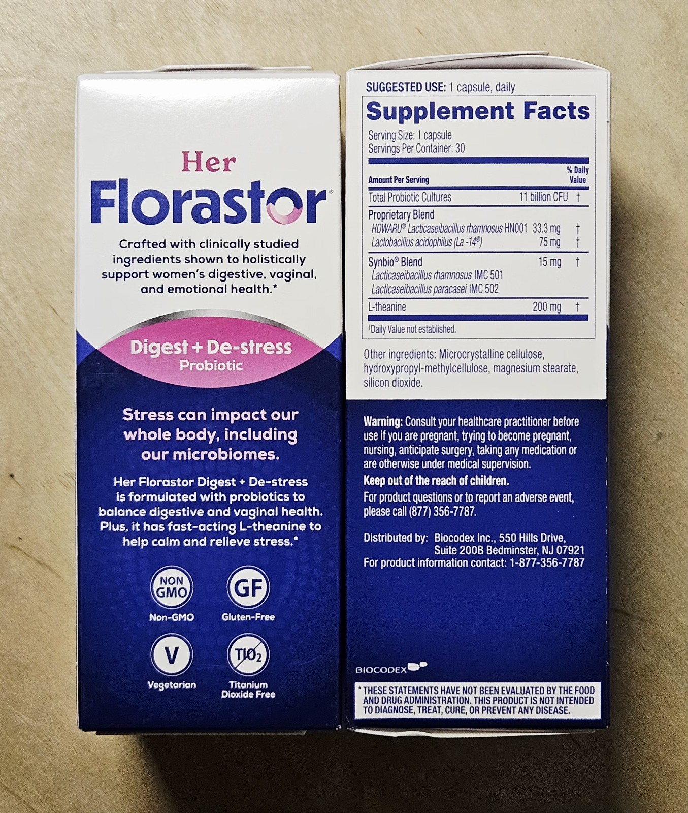 Her Florastor Digest + De-Stress Probiotic – 30 Capsules (2 Pack) Exp. 08/2026