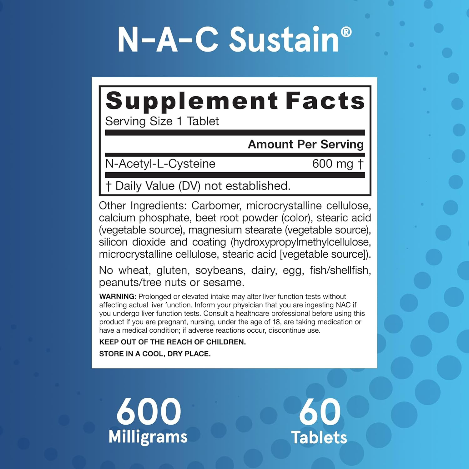 ® N-A-C Sustain® 600 Mg, Dietary Supplement, Amino Acid Support for Liver Hea…