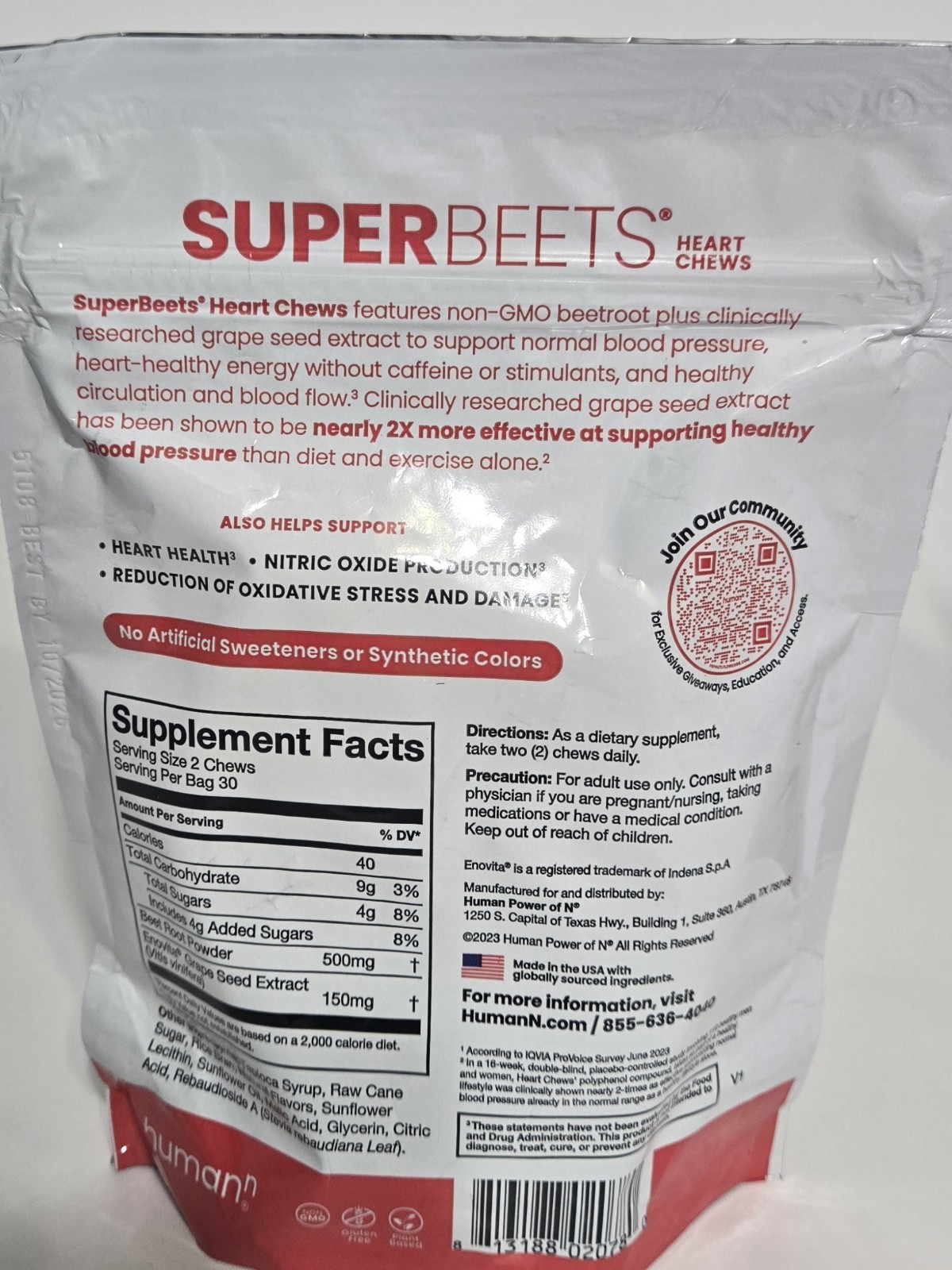 Humann Super Beets Heart Chews Pomegranate Berry Lot of 2 – 60 Per Bag/120 Total