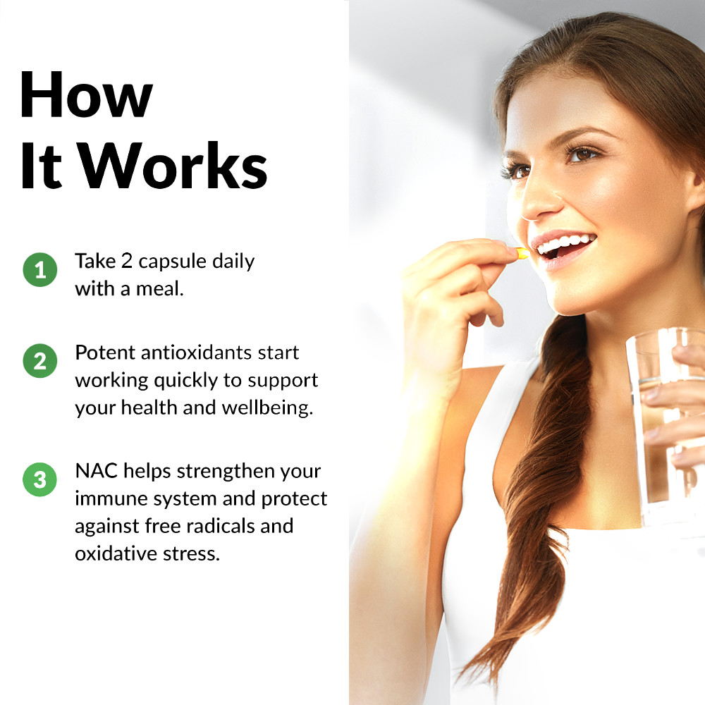 N-Acetyl L-Cysteine (NAC) 600mg, 120 Vegan Capsules – Non-GMO & Gluten Free