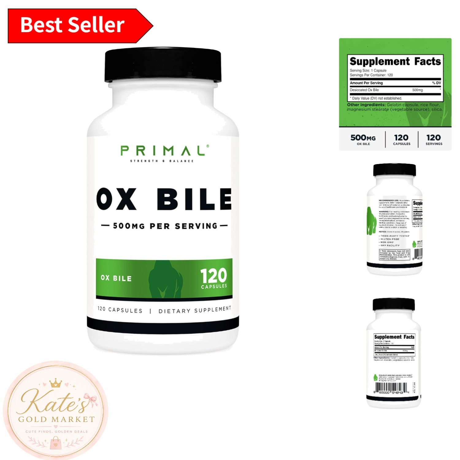 120 Gluten-Free Ox Bile Capsules – Non-GMO Digestive Support Supplement