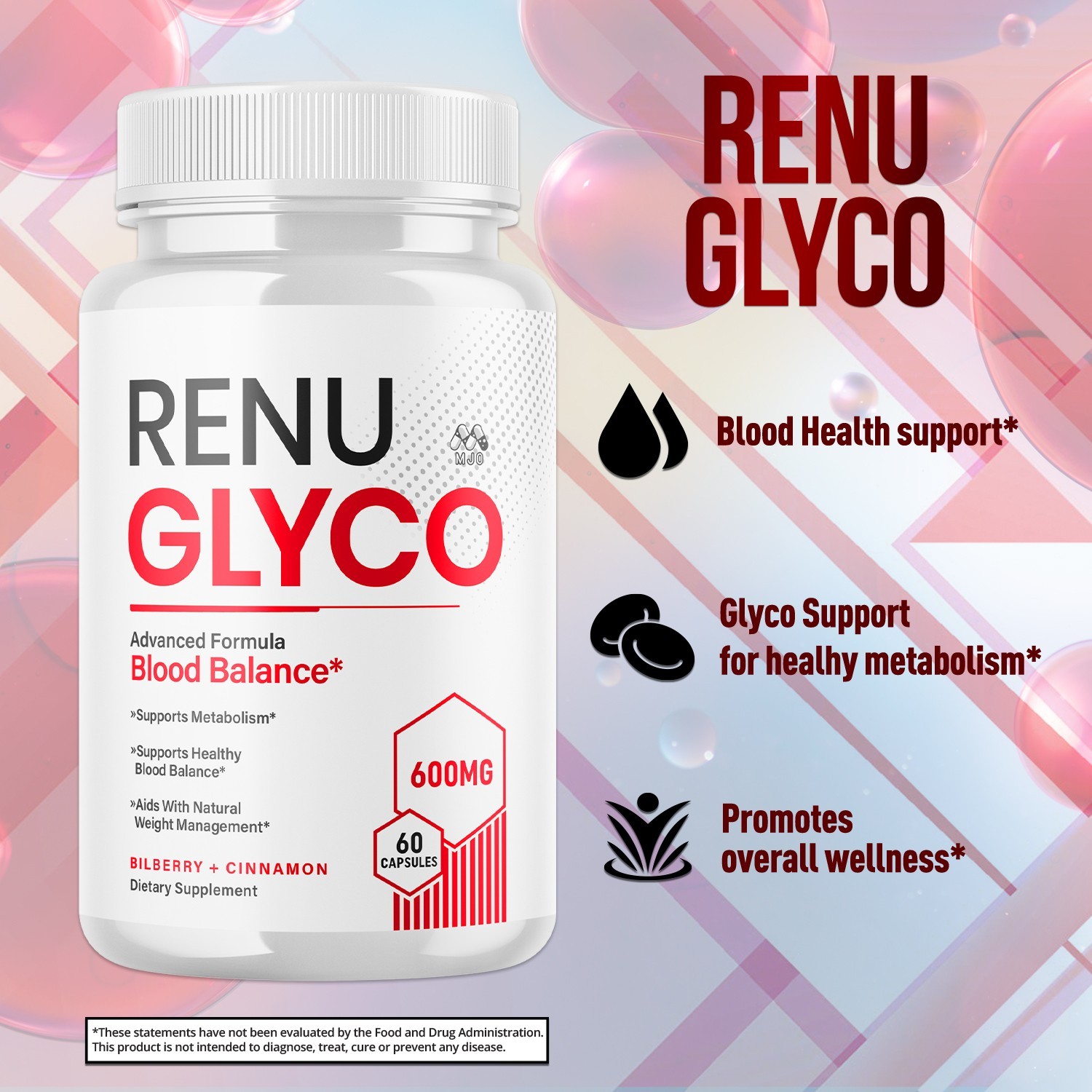 (2 Pack) Renu Glyco Advanced Support Blood Supplement RenuGlyco 120 Capsules