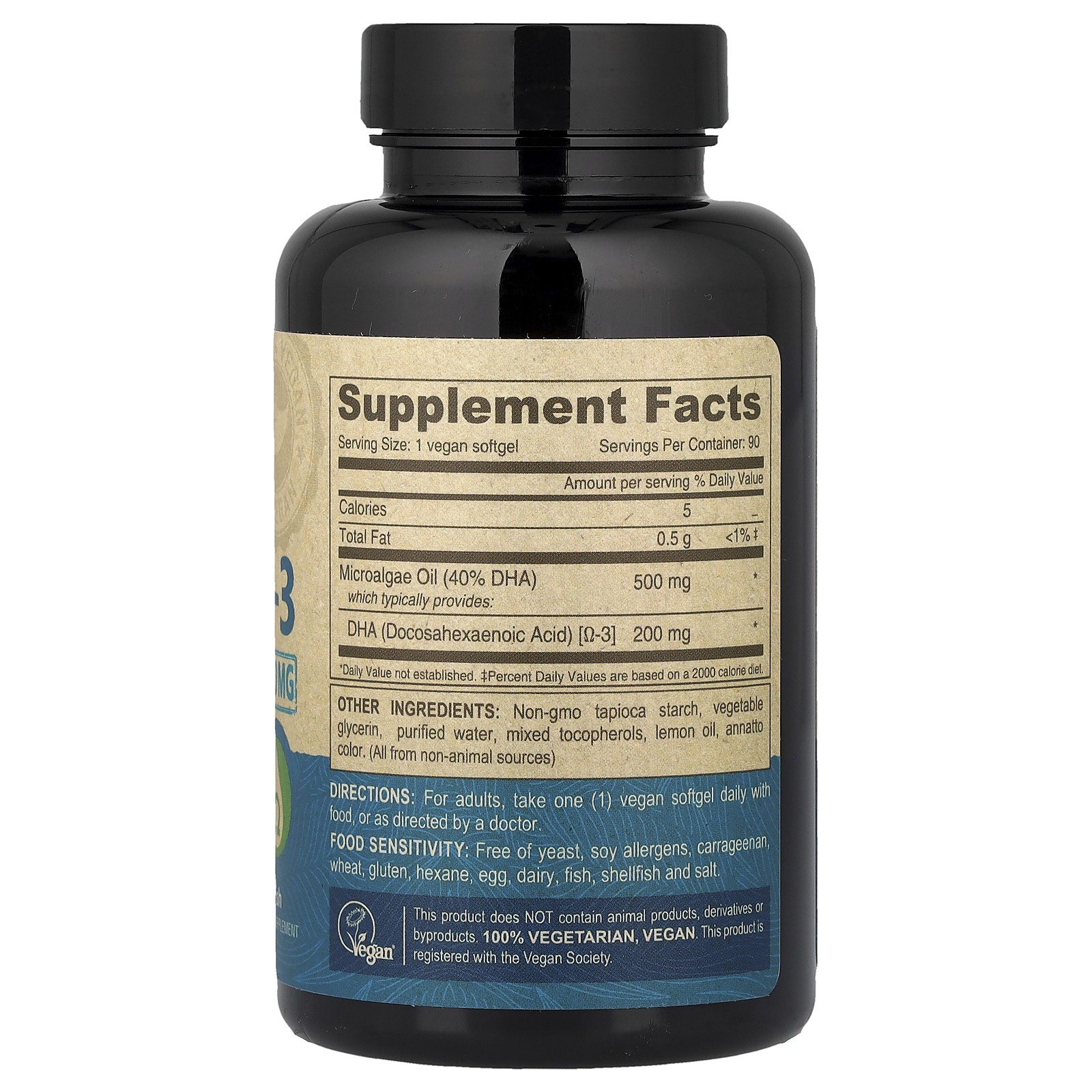 Deva Vegan Omega-3 DHA 90 Vegan Softgels Dairy-Free, Egg-Free, Fish Free,