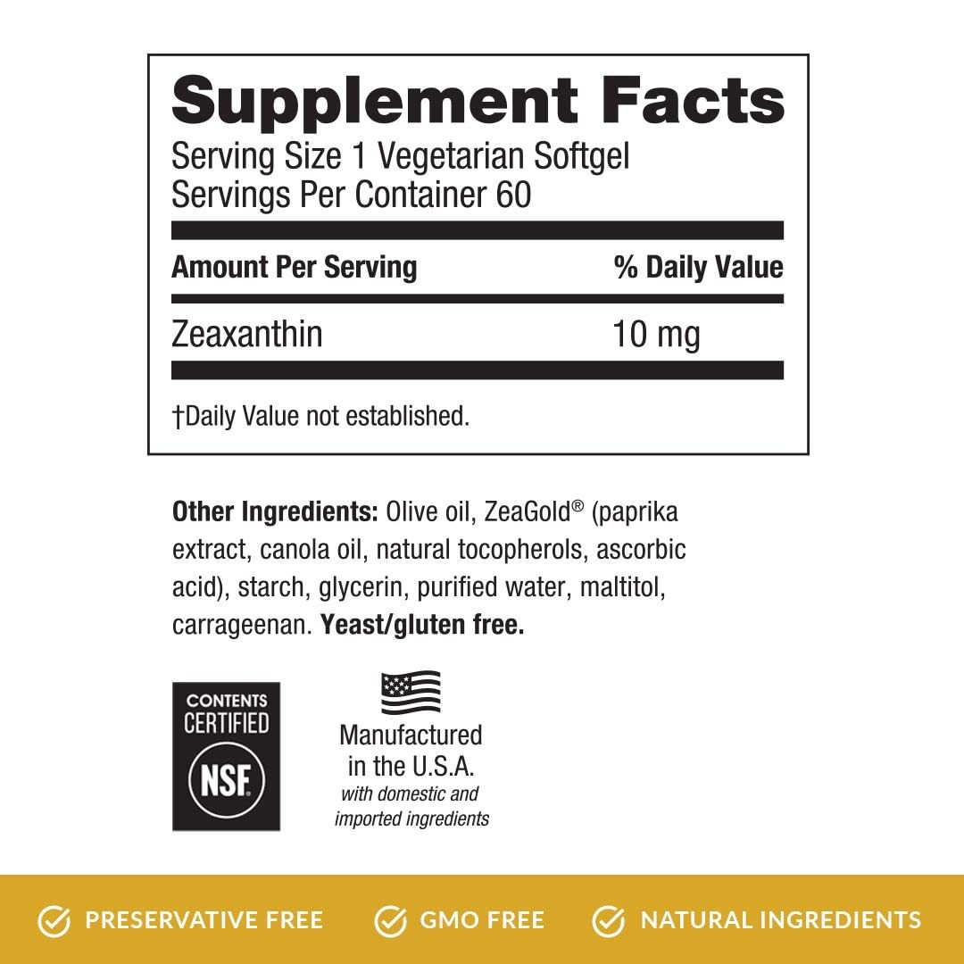 EyePromise Zeaxanthin Eye Vitamin – 60 Softgels, 60-Day 60 Count (Pack of 1)
