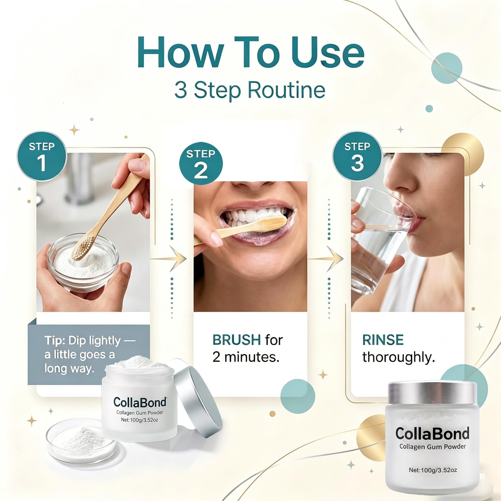 Collagen Powder for Gums, Collagen Brushing Tooth Powder with Nano-Hydroxyapa…