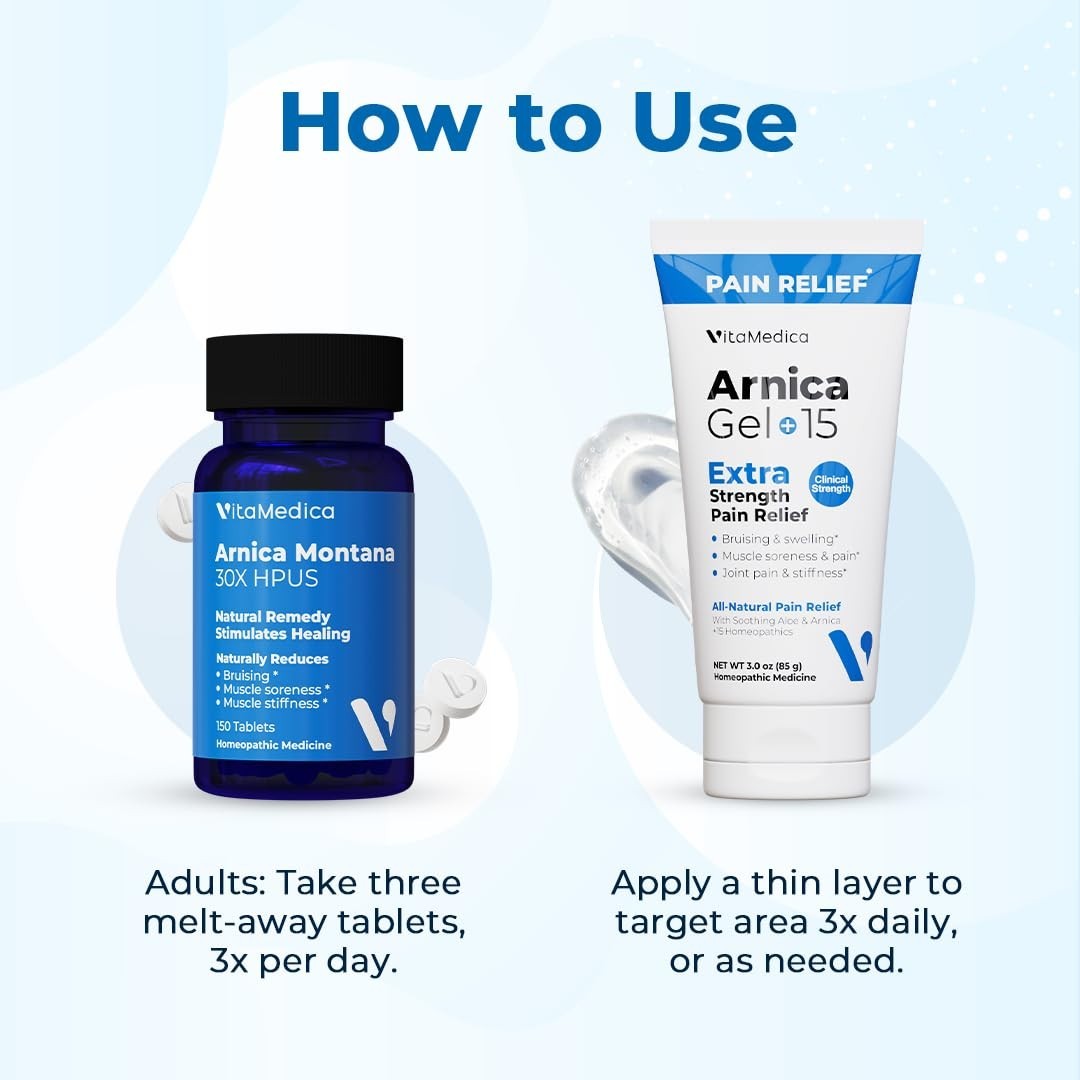 Arnica Montana Tablets & Gel Bundle – Rapid-Dissolve for Bruising, Swelling & So
