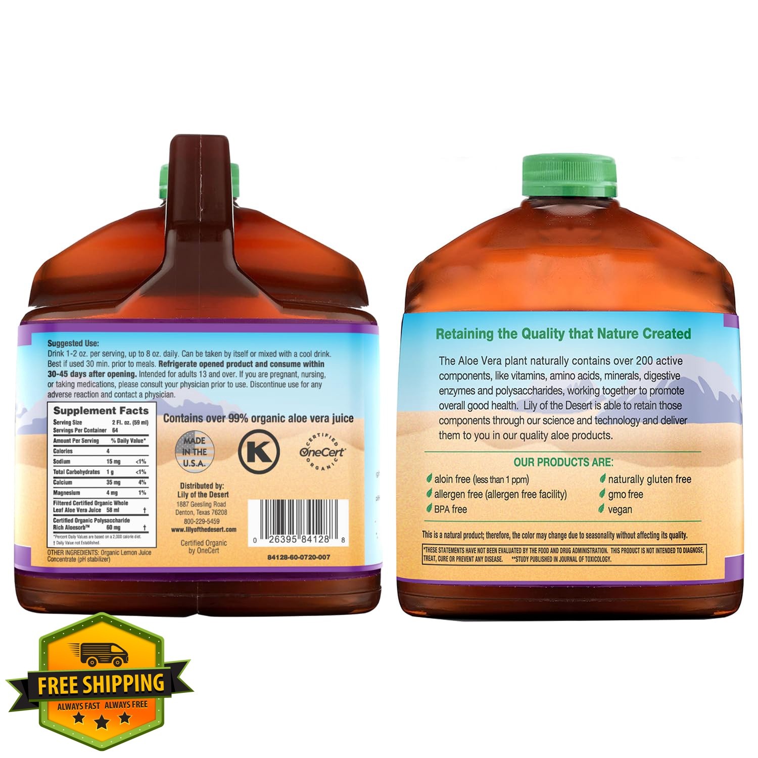 Lily of the Desert Aloe Vera Juice Preservative Free, Whole Leaf Filtered Alo…