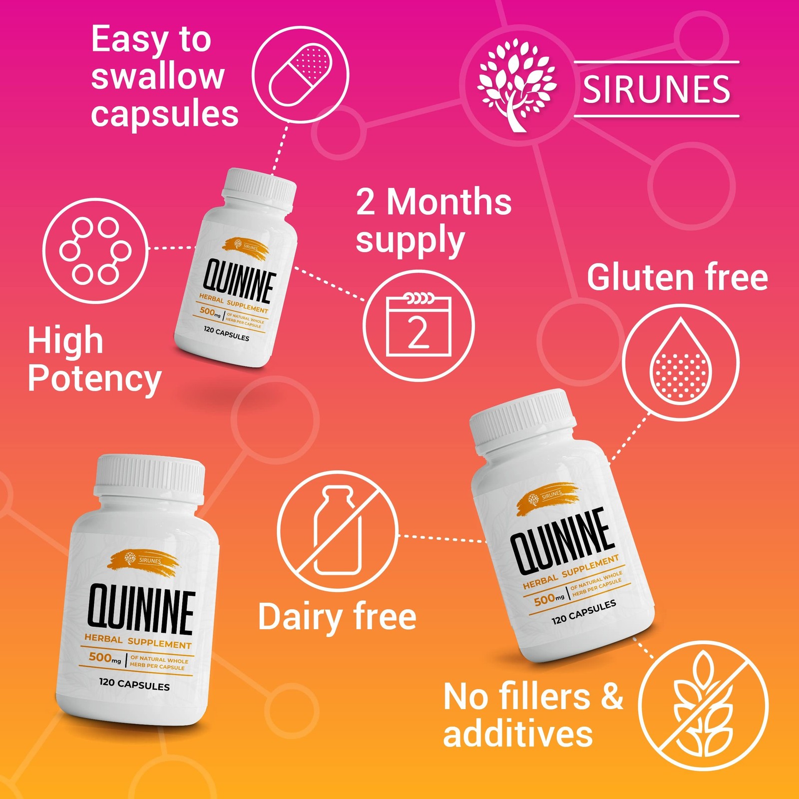 Leg Cramps Relief Quinine Capsules – Natural Cinchona 120 Count (Pack of 1)