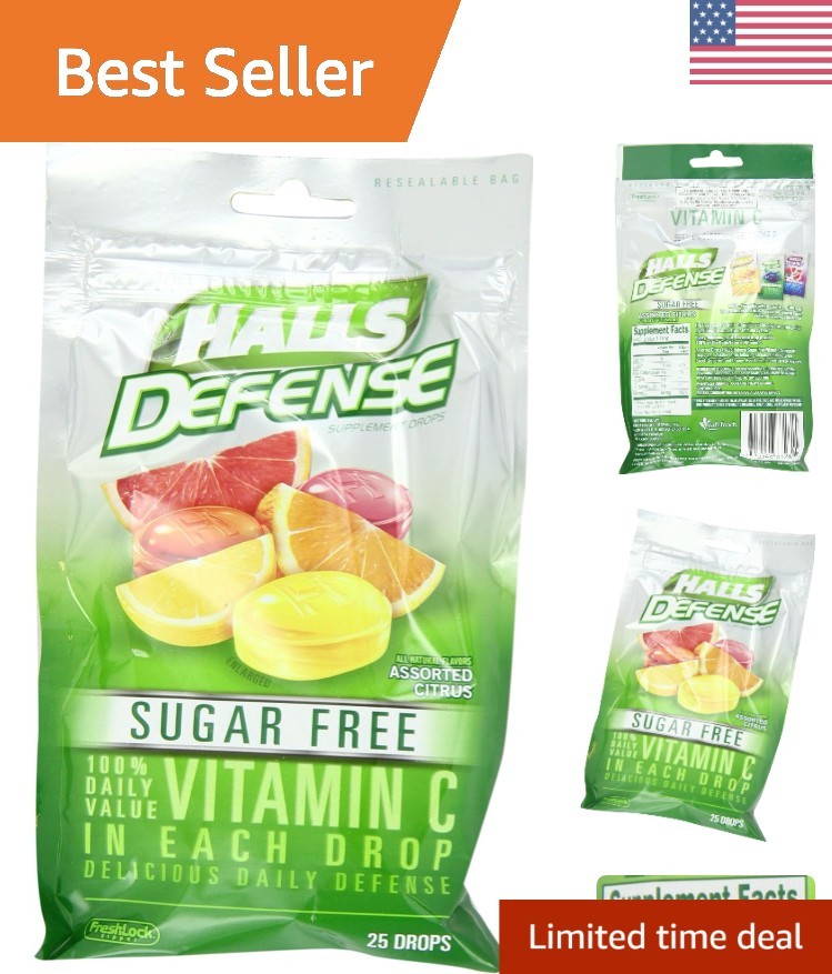 Citrus Drops with 100% Daily Vitamin C – 25 Sugar Free Immune Support Drops