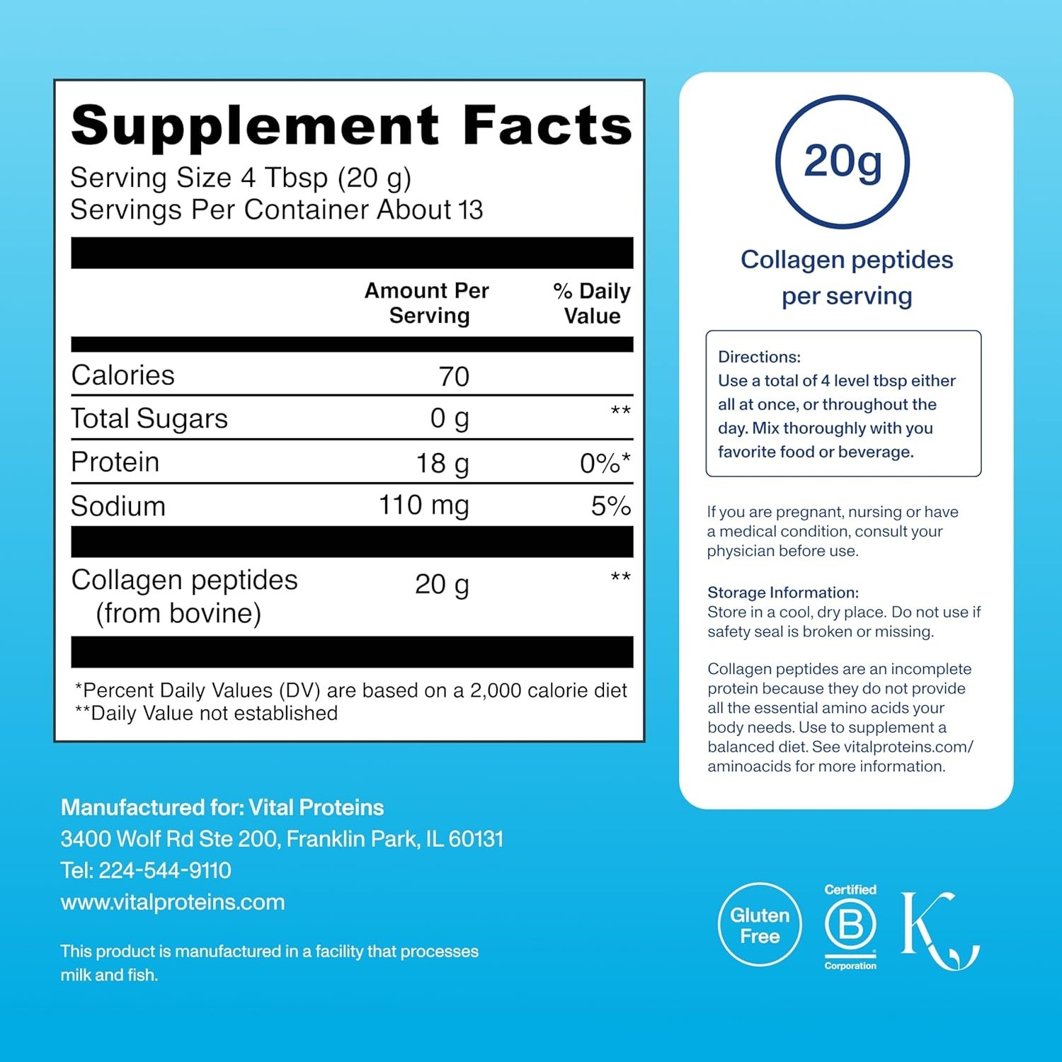 Vital Collagen Peptides Powder for Hair, Skin & Joint Health