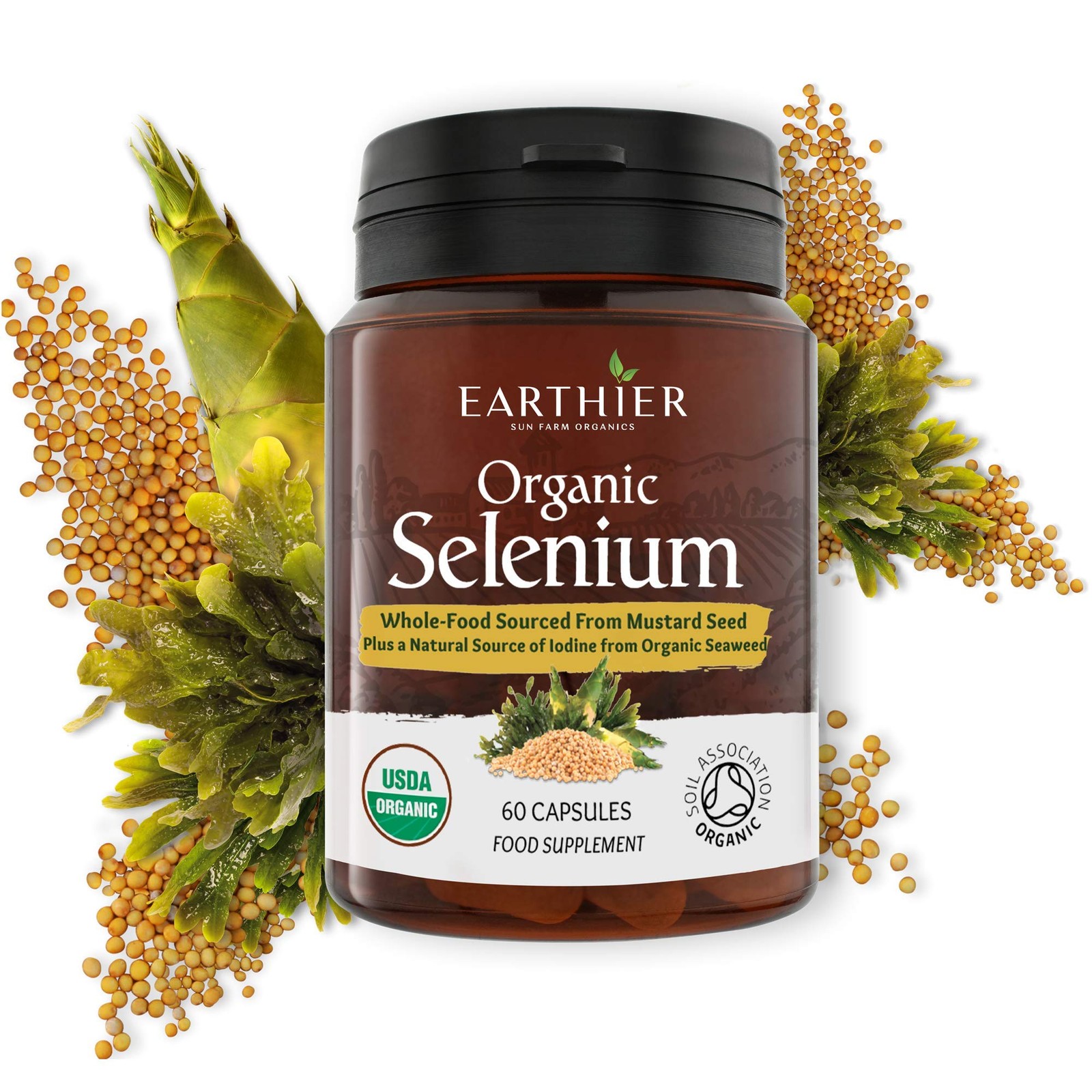 Organic Selenium 200 mcg with Iodine and Silica All from Certified Organic Whole