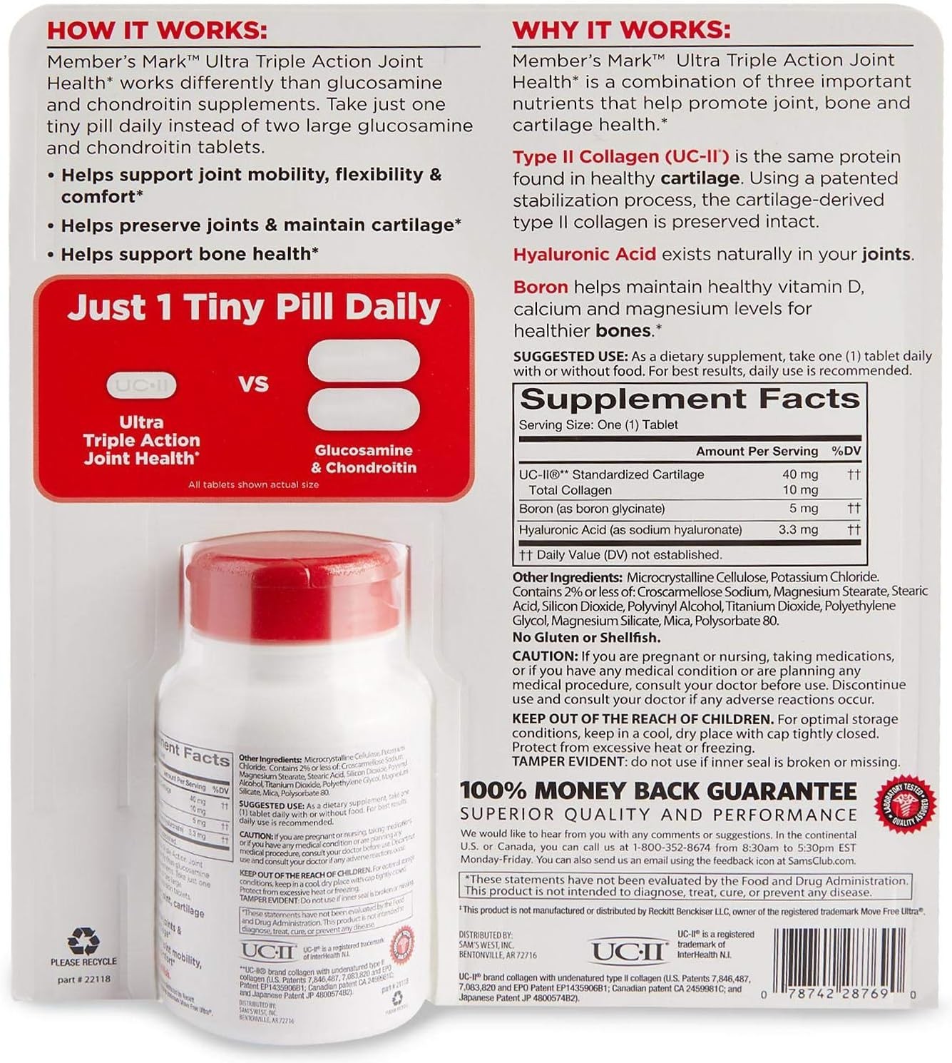 Member’s Mark Ultra Joint Support with UC-II Collagen – 125 Nutritional Tablets