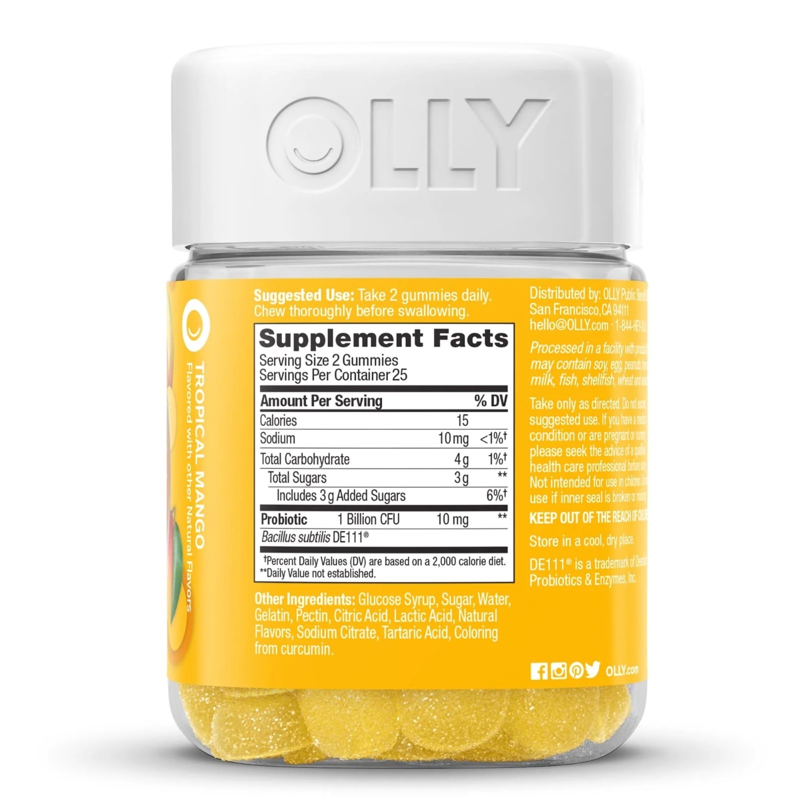 OLLY Probiotic Gummy Immune and digestive health Dietary Supplement, 50 Ct