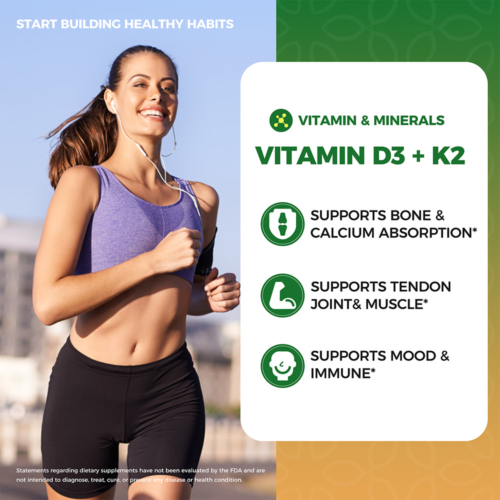 Vitamin D3 K2 Drops with MCT Oil Omega 3 & Vitamin E Bone Immune Support