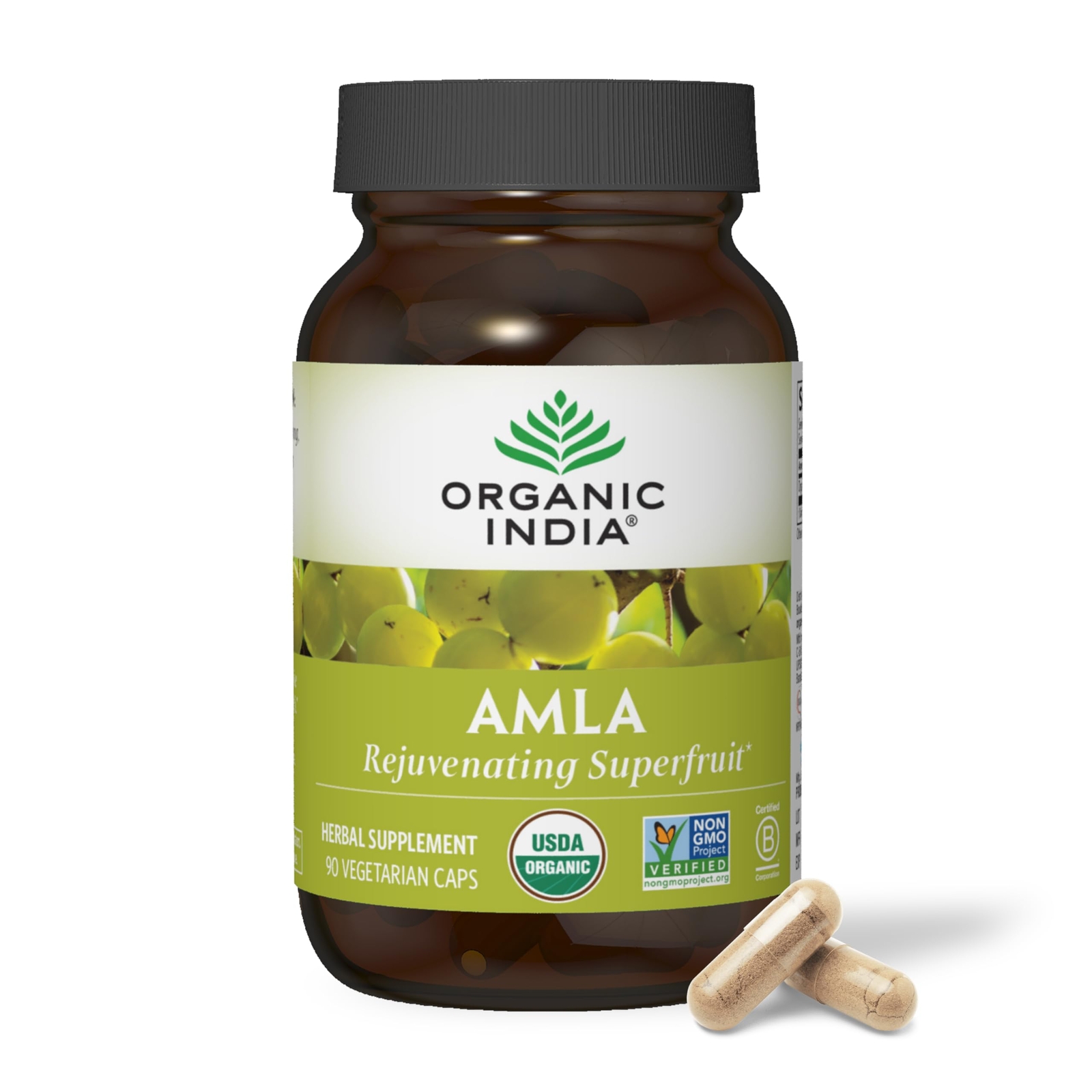 Organic India Amla Supplement 90 Count Stress Immune Detox Heart Health