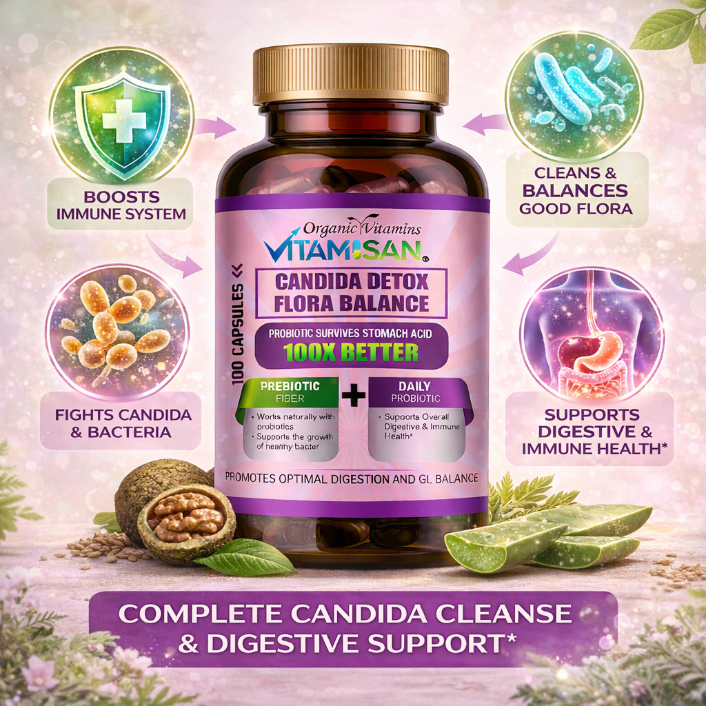 Candida Detox 3 Pack Probiotic Prebiotic Gut Health Digestive 300 Caps
