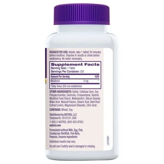 Natrol Melatonin 5mg 250 Ct Fast Dissolve Sleep Tablets Exp:11/27 Strawberry