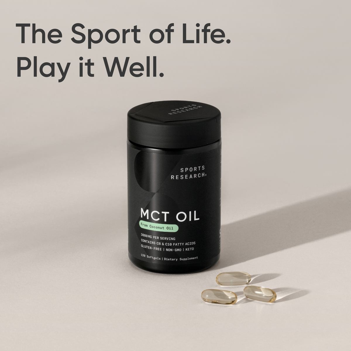 SR Keto MCT Oil – Fuel for Brain & Body – from Non-GMO Coconuts (120 Softgels)